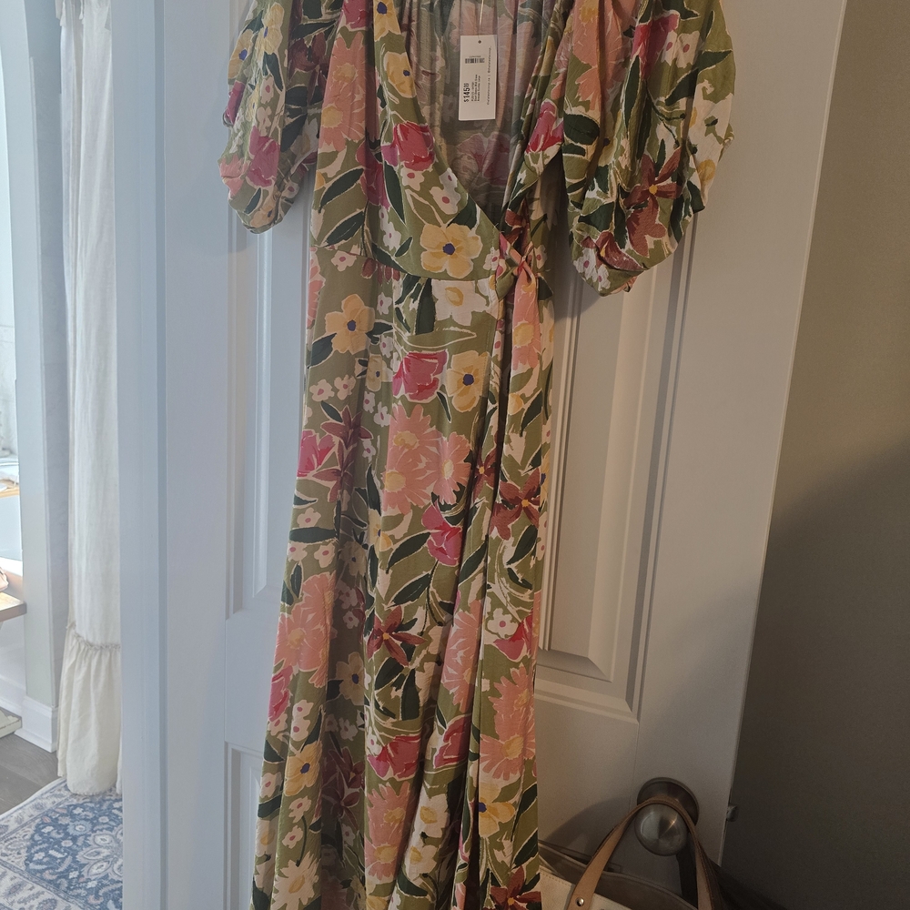 Floral Puff Sleeve Midi Dress